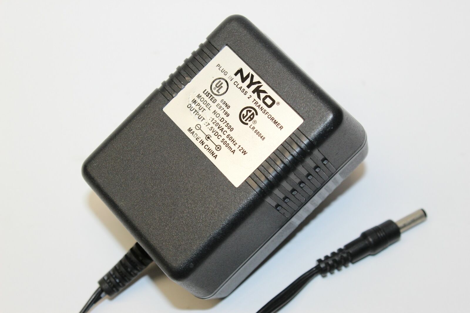 New 7.5V 500mA Nyko D7500 Class 2 Transformer Power Supply Ac Adapter